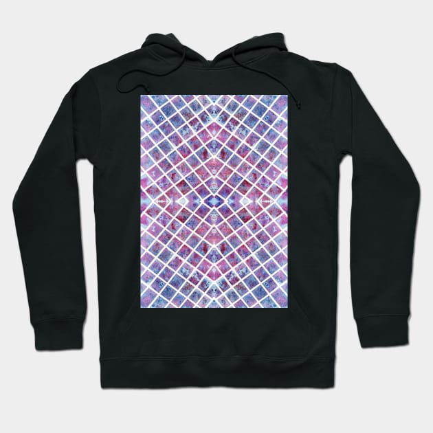 Abstract Blue and Purple Grid Pattern Hoodie by ZeichenbloQ